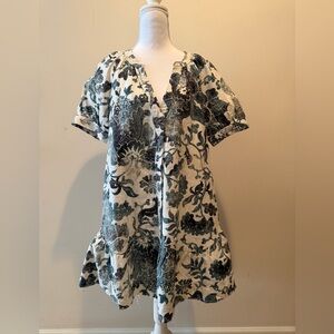 Anthropology Pilcro Puff Sleeve Cotton and Linen Tunic Size Medium NWT